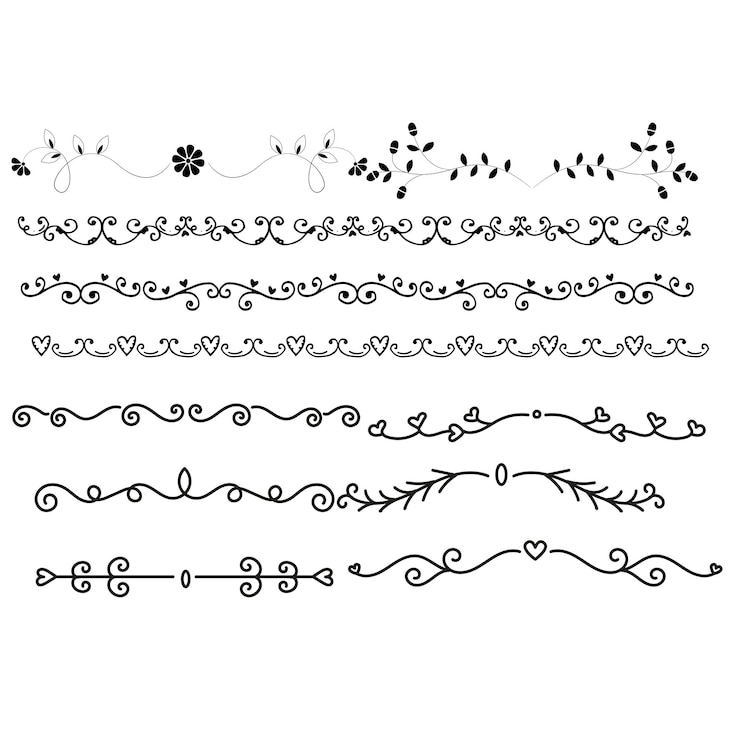 Vector decorative dividers heart line swirl arrow elements for decoration calligraphic flourish orname
