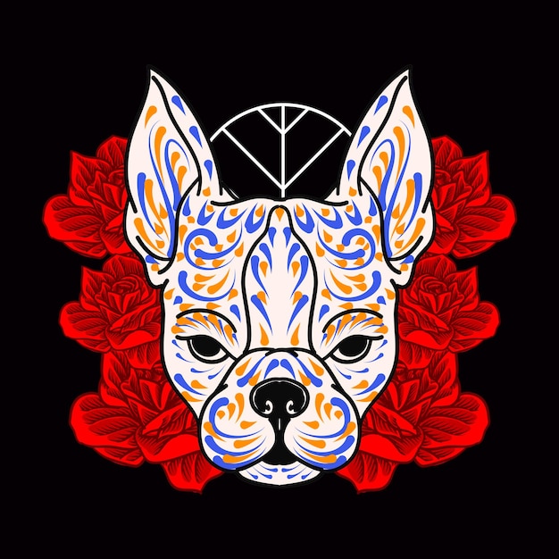 Decorative Dog Head Day of the Dead Mexico Illustration