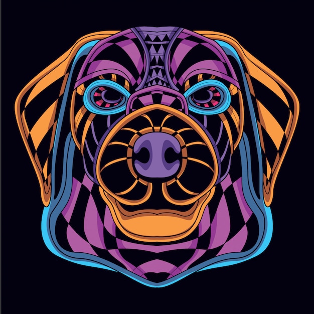 Decorative dog head from neon color