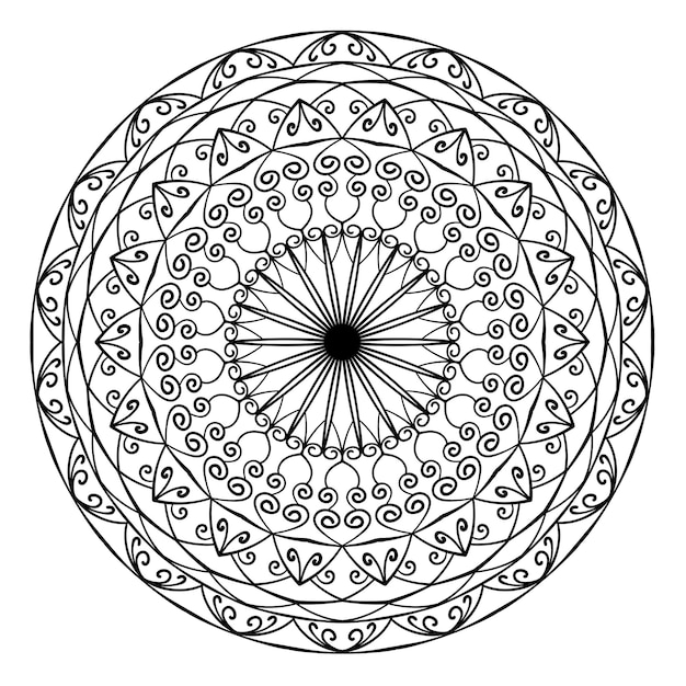 Decorative doodle hand drawn round elegant lace ornament