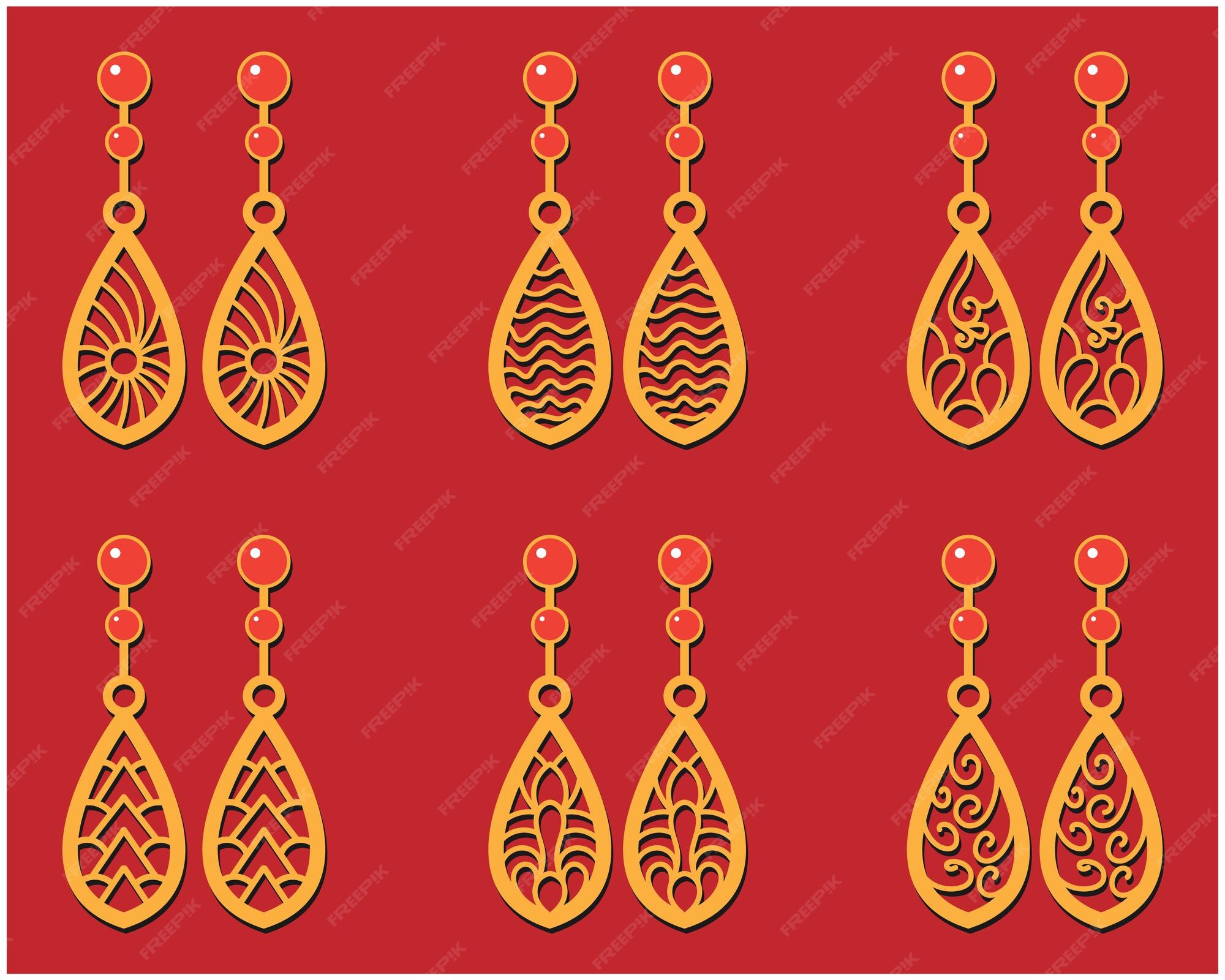 Premium Vector | Decorative earrings laser cut design