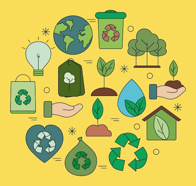 Vector decorative ecology icons