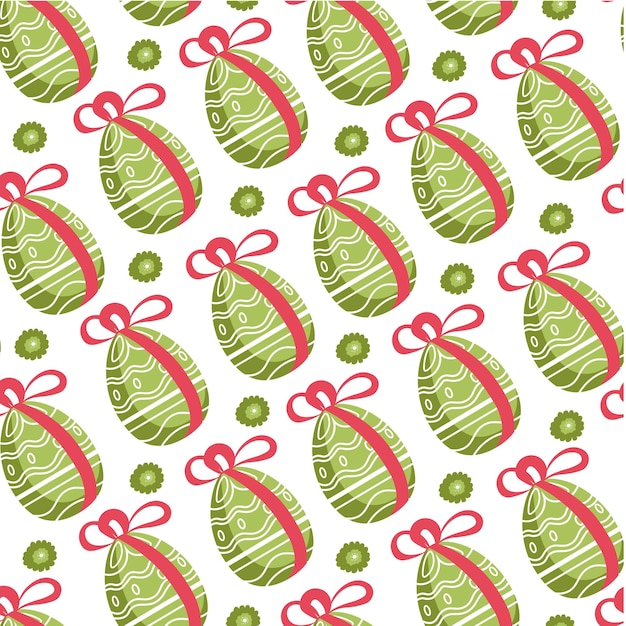 Vector decorative egg with ornaments and ribbon seamless pattern