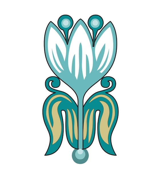 Decorative element with vintage flower ornament vector illustration