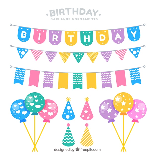 Decorative elements for birthday party designs