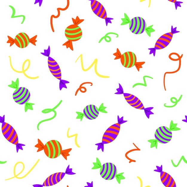 Decorative fancy seamless pattern with sweeets and decor Halloween decorative seamless pattern