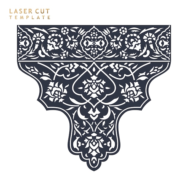 decorative floral border design for  wooden motif laser cutting