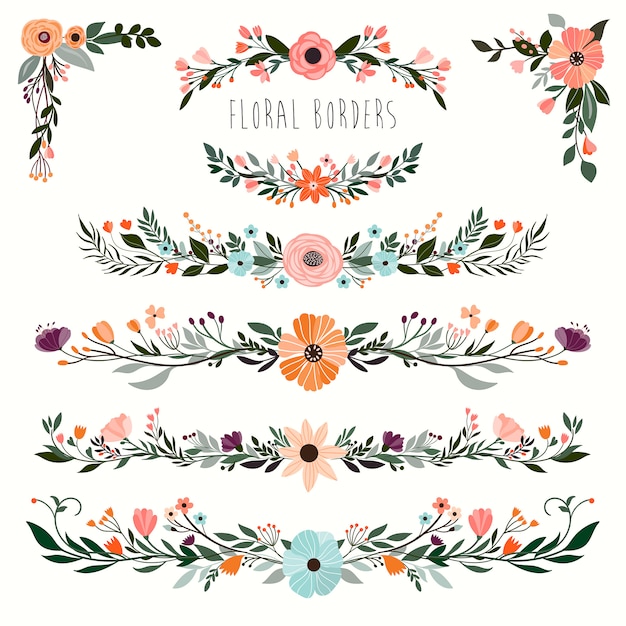 Decorative floral borders collection