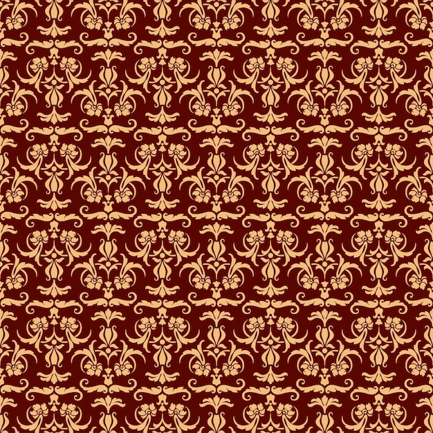 Decorative floral damask wallpaper seamless pattern and baroque ornament royal background