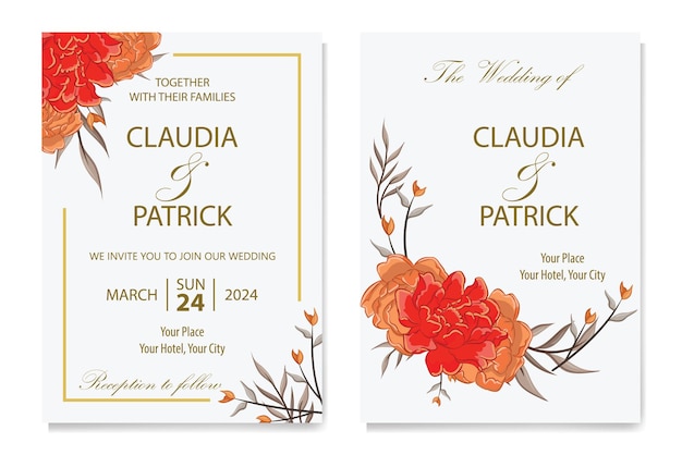 Decorative floral foliage ornament for wedding invitation