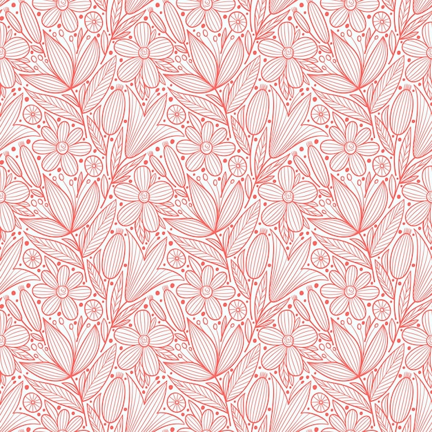 Vector decorative floral seamless pattern hand drawn colorful stylized doodle background