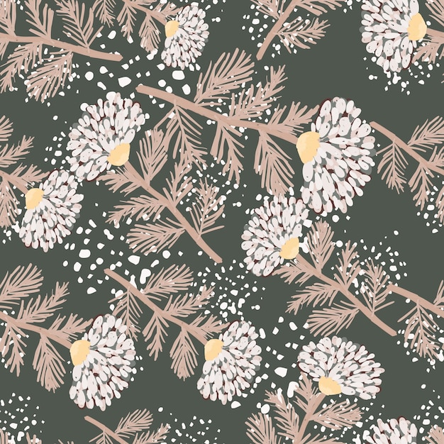 Decorative flower seamless pattern Hand drawn herbal endless wallpaper