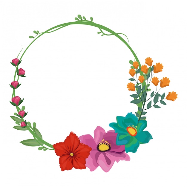 Decorative flowers blank round frame 