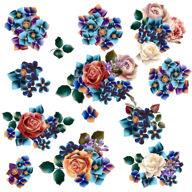 Vector decorative flowers collection