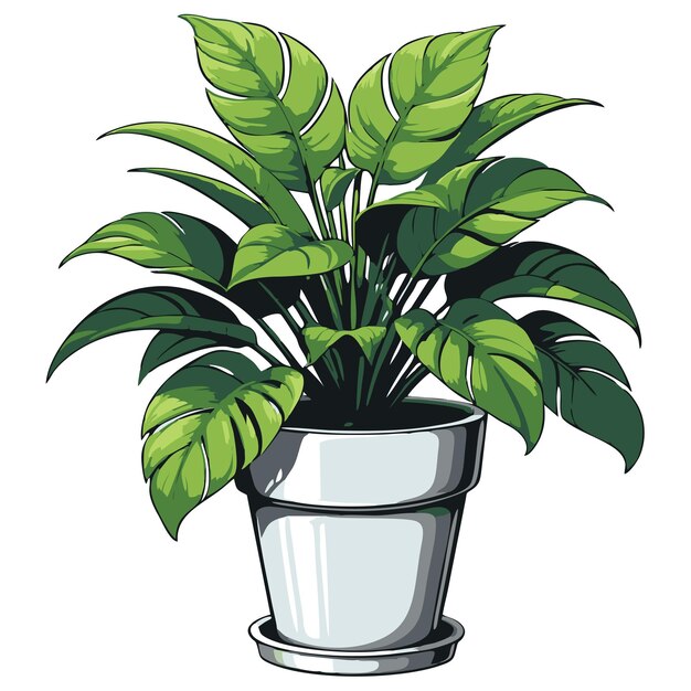 Vector decorative flowers in pot design