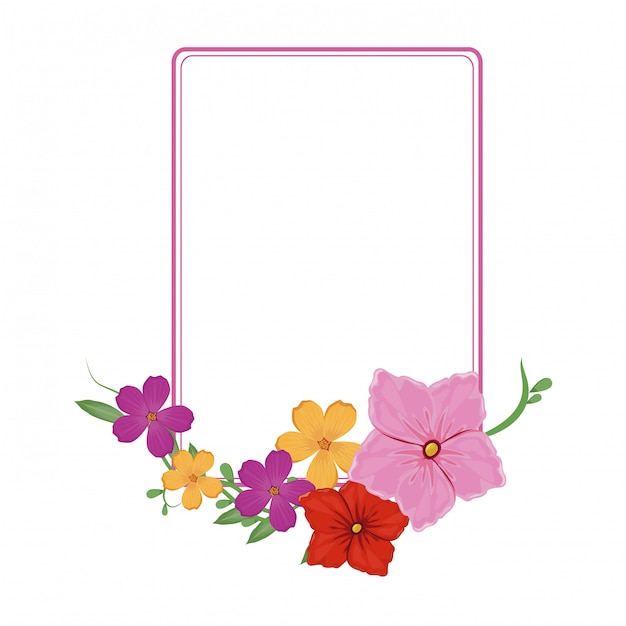 Decorative flowers square frame