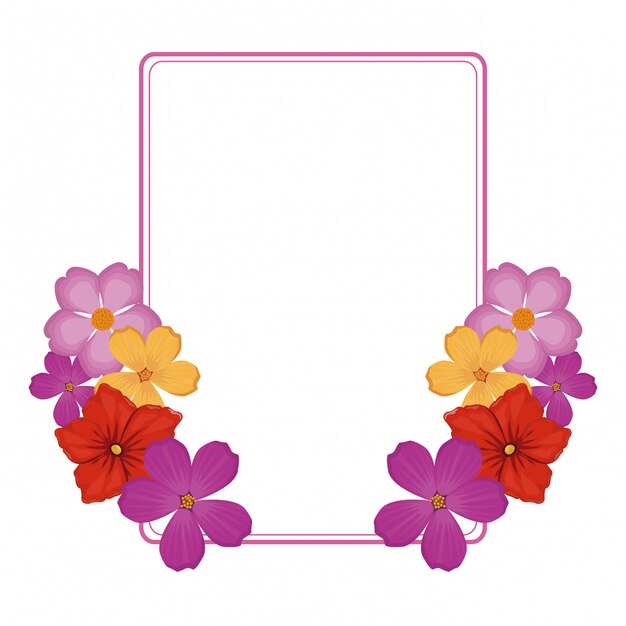 Decorative flowers square frame 