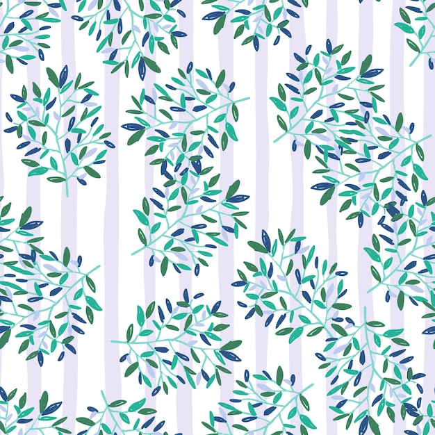 Decorative forest twig endless wallpaper Hand drawn branches with leaves seamless pattern