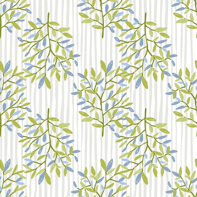 Decorative forest twig endless wallpaper Hand drawn branches with leaves seamless pattern