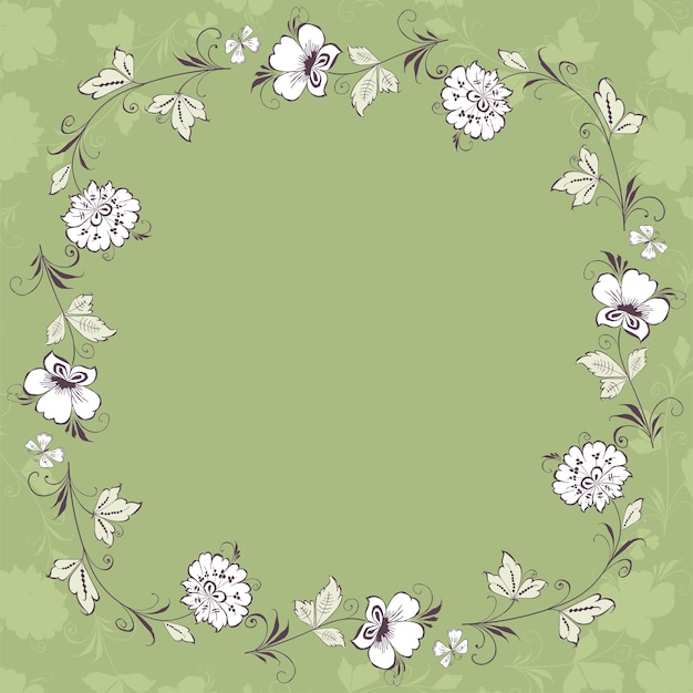 Decorative frame of outlines fantasy flowers with butterflies