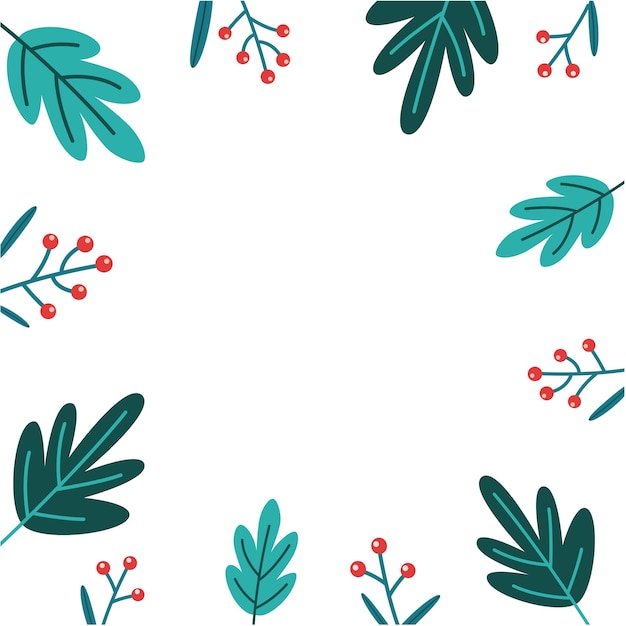 Vector decorative frame template from leaves and berries