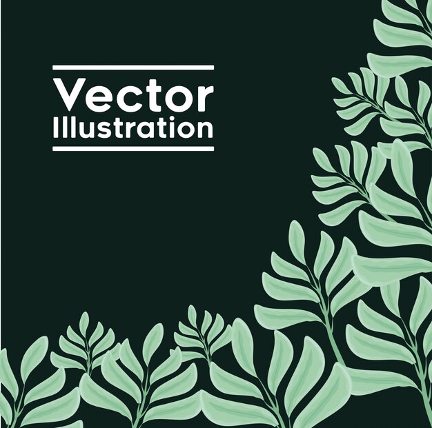 Vector decorative frame with leafs plants pattern