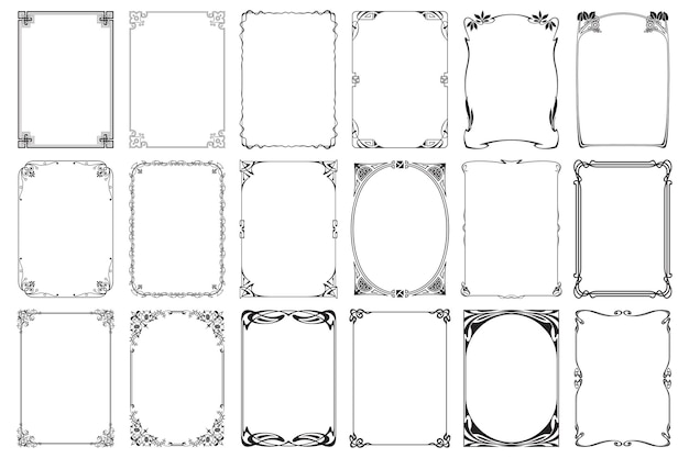 Vector decorative frames and borders rectangle proportions set