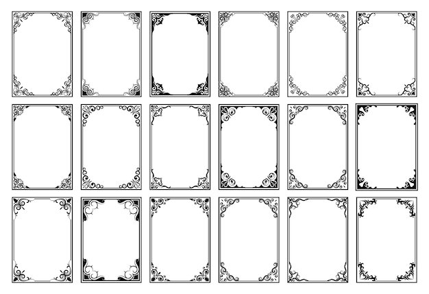 Cornici e bordi decorativi impostano il disegno vettoriale