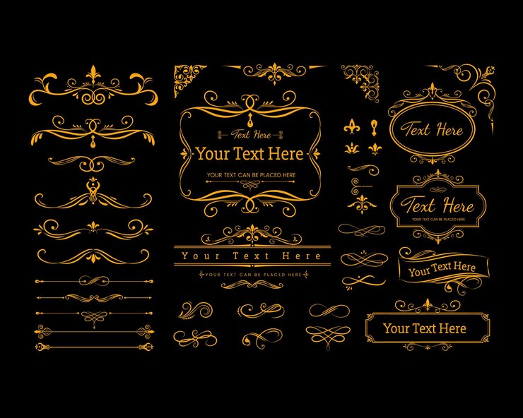 Vector decorative frames calligraphic ornamental frame vintage rectangle ornaments and ornate set