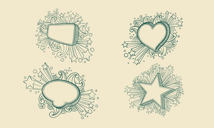Vector decorative frames featuring stars and swirls