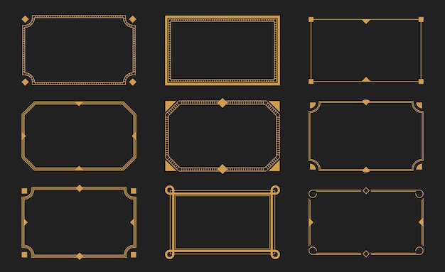 Декоративные рамки. Ретро декоративная рамка, старинные прямоугольные орнаменты и богато украшенная граница. Декоративные свадебные рамки, антикварные музейные бордюры для картин или деко-делитель.