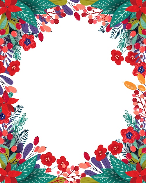 decorative framing floral background with colorful