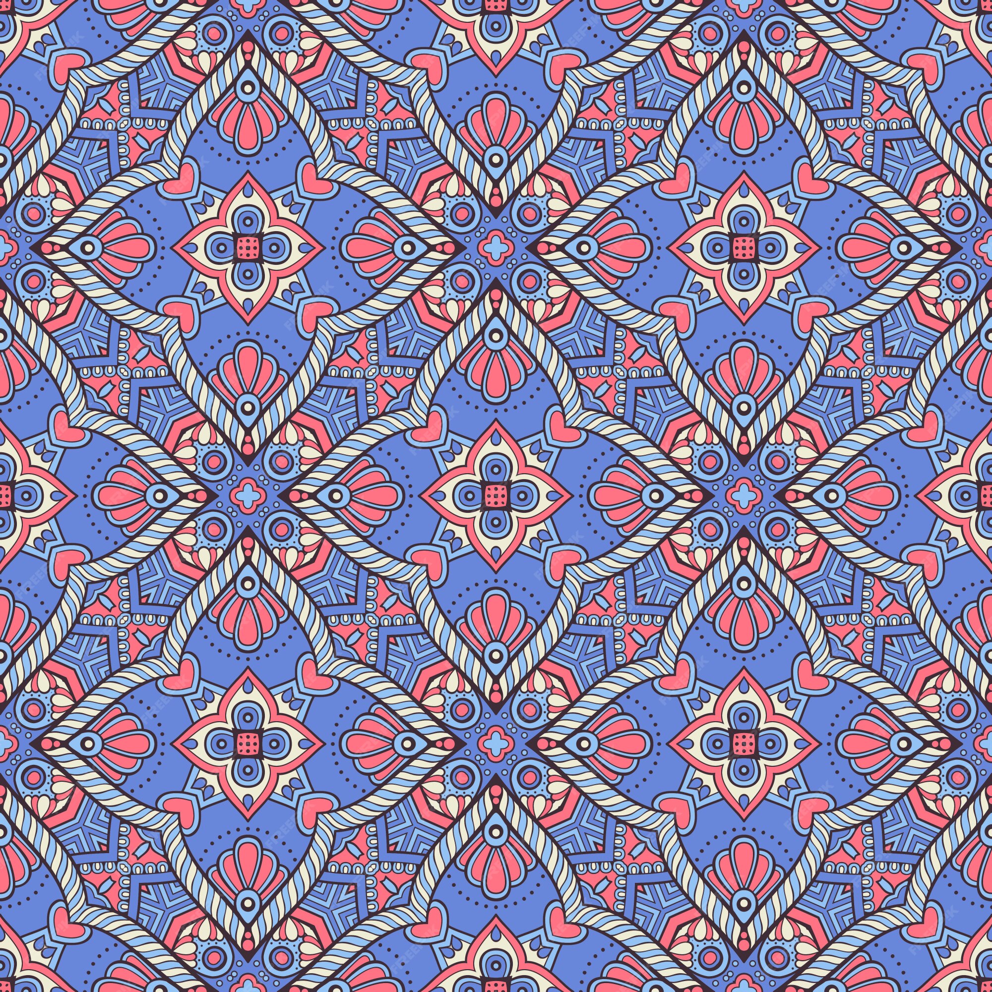 Premium Vector | Decorative geometric tile seamless pattern