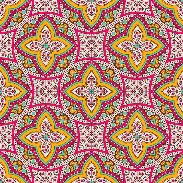 Vector decorative geometric tile seamless pattern