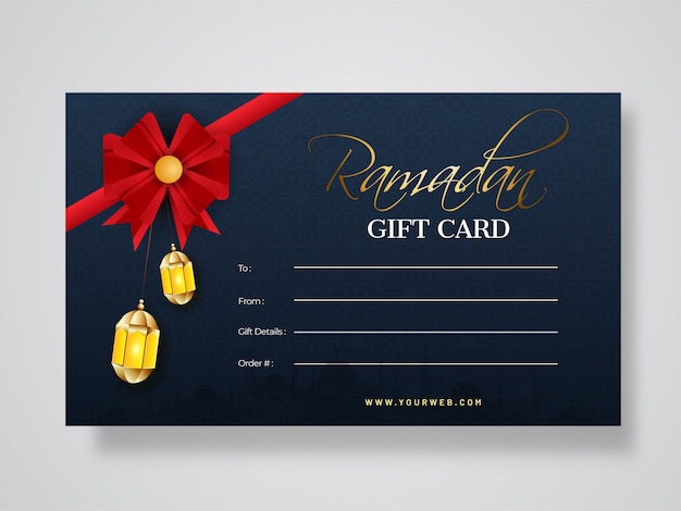 Vector decorative gift card design for ramadan kareem festival celebrat