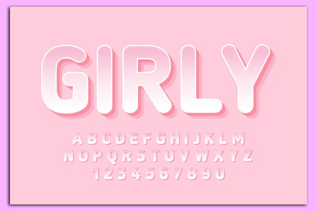 decorative girly Font and Alphabet vector