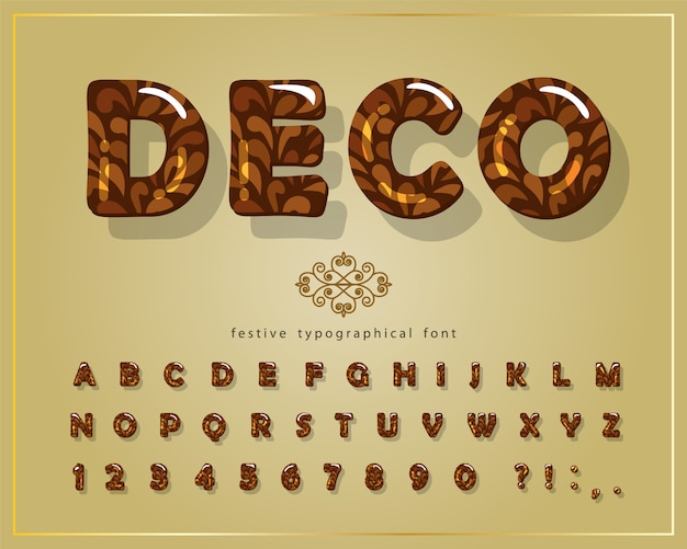 Vector decorative glossy font. cartoon 3d alphabet.