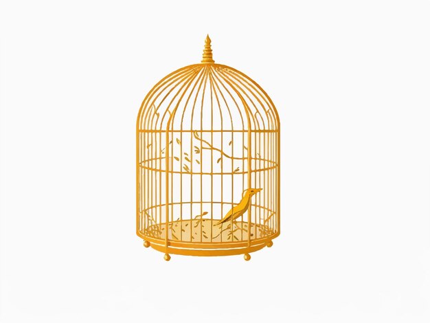 Decorative golden bird cage vector illustration isolated on a white background