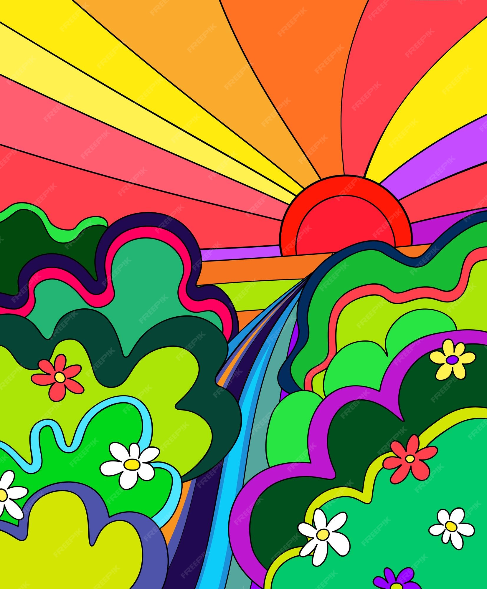 Hippie Groovy Flower Background Graphic by Lazy Sun · Creative Fabrica