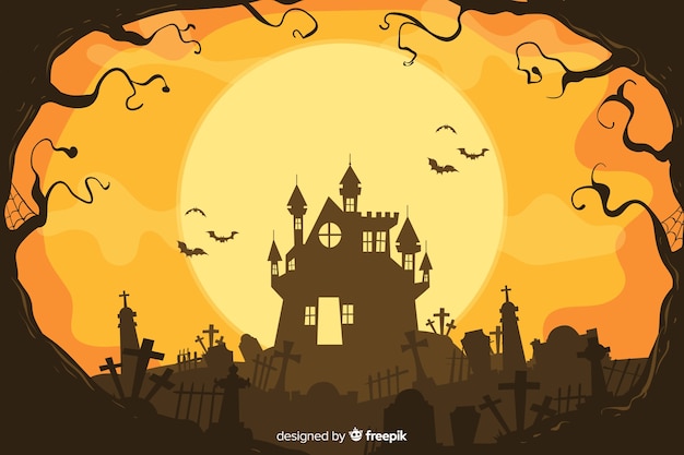 Vector decorative halloween background hand drawn style