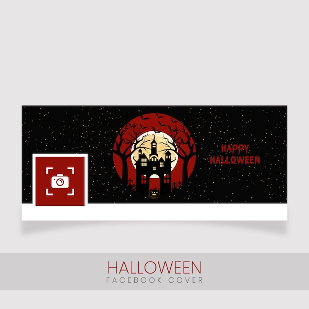 Decorative Halloween night moon spooky with pumpkin Facebook cover template 02