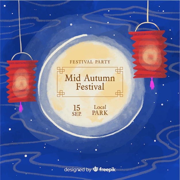 Vector decorative hand drawn mid autumn festival background