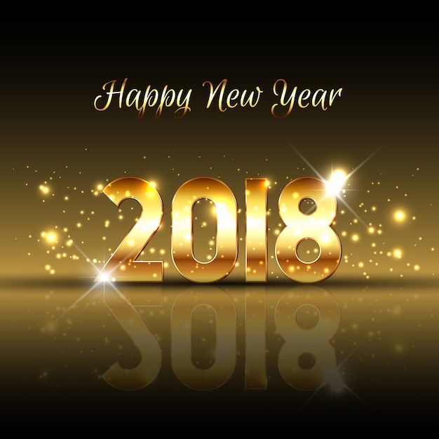 decorative Happy New Year background with gold text 