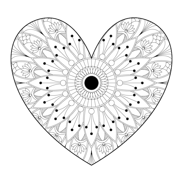 Decorative heart shaped mandala design