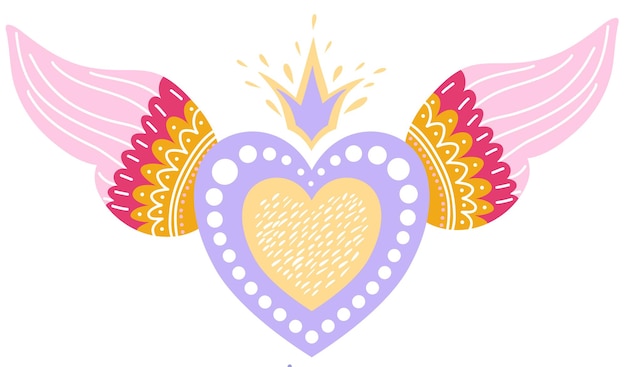 Decorative hearts with wings for valentines day bright love decor