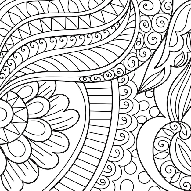 Decorative henna design coloring book page