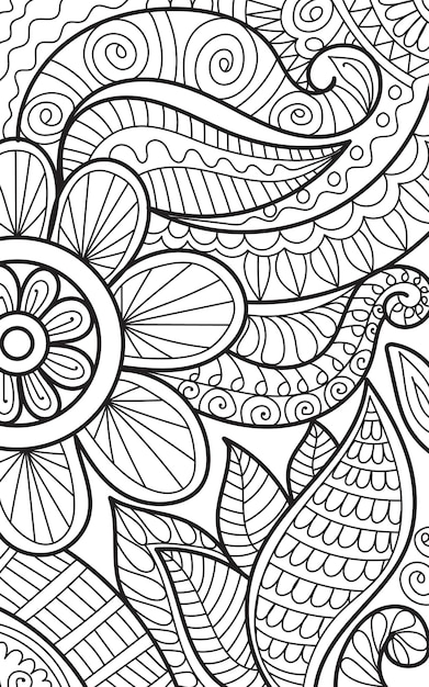 Decorative henna design patterns coloring book page