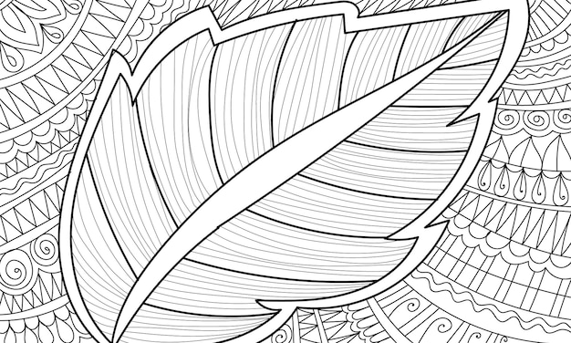 Decorative henna design style leaves coloring book page