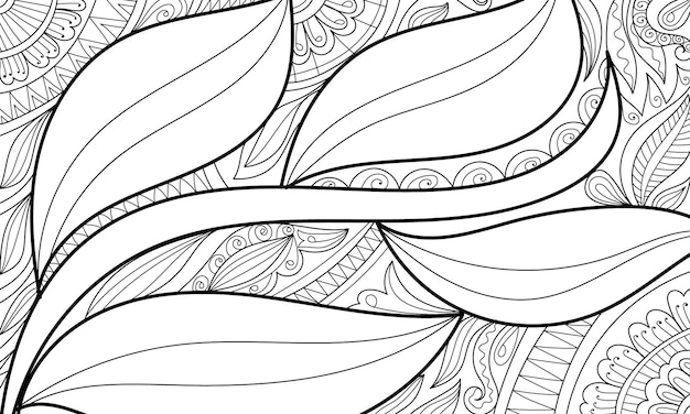 Vector decorative henna design style leaves coloring book page