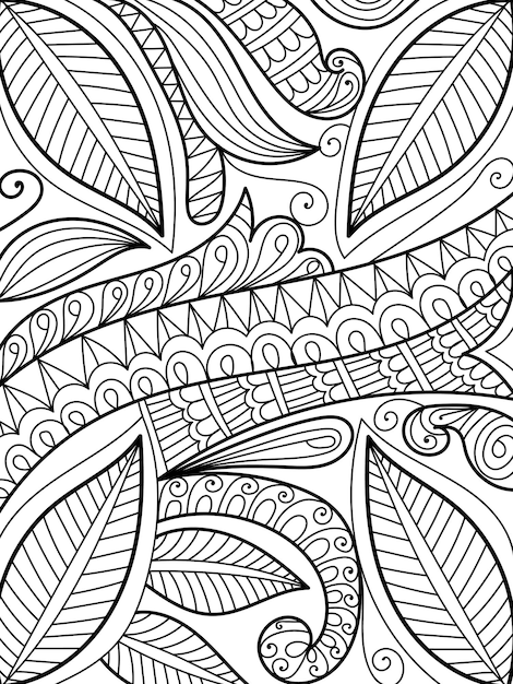 Decorative henna style designs illustration coloring book page